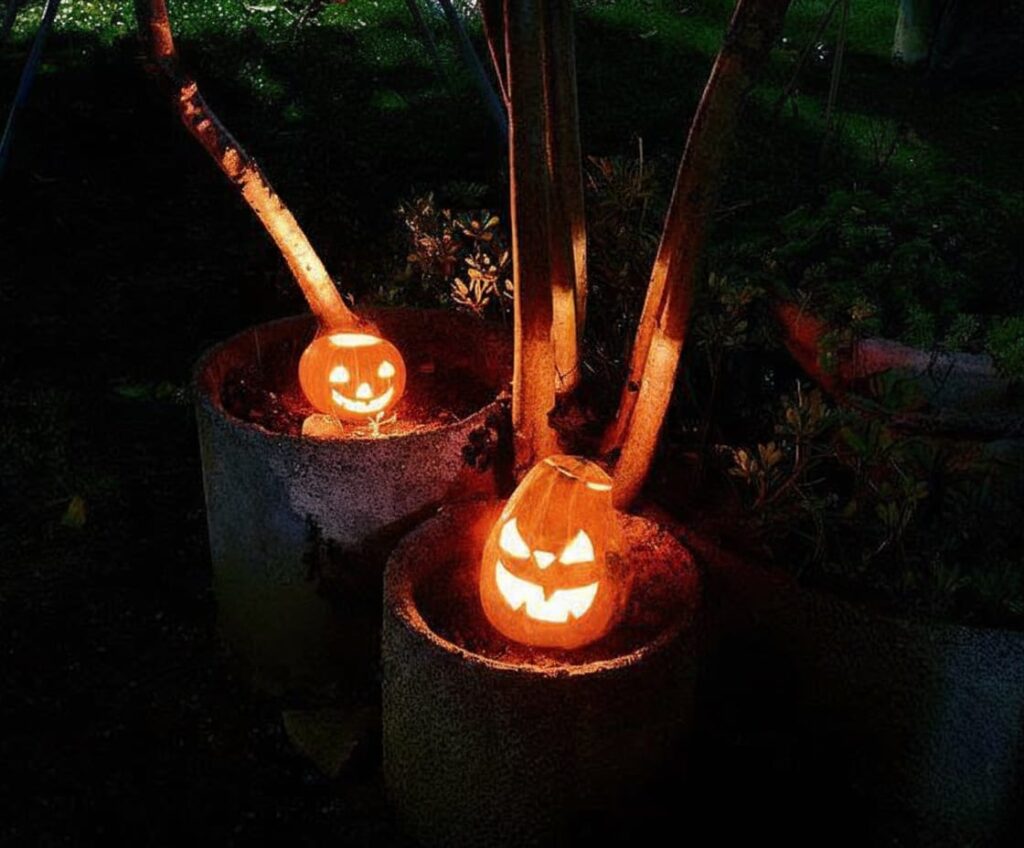 I fratelli Nicola e Matilde Baldoni e le loro zucche di Halloween