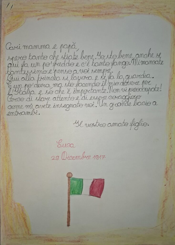 Una delle lettere dalla prima Guerra Mondiale