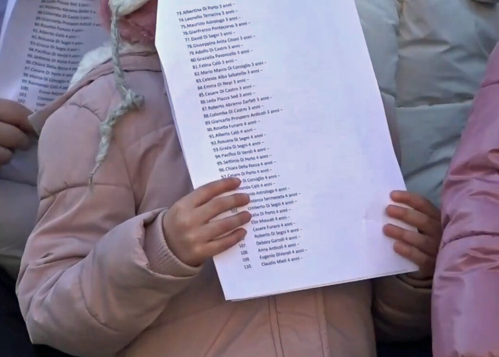 I nomi di 207 bambini e bambine italiani deportati dal ghetto di Roma