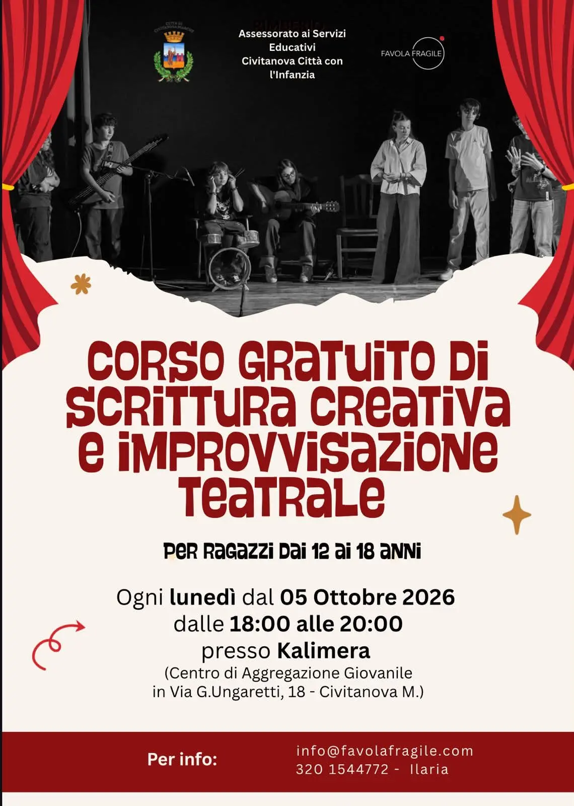 A Civitanova creatività in scena: torna il laboratorio gratuito di teatro e scrittura per adolescenti